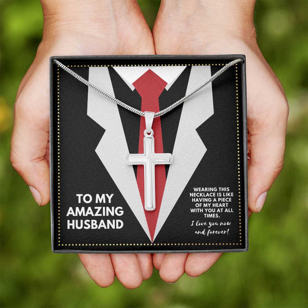 JGF Jewelry Gifts for Family To My Amazing Husband Silver Cross Necklace