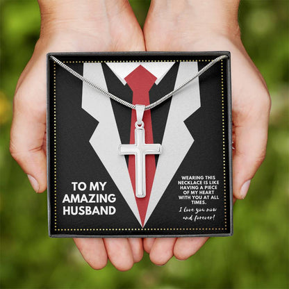 JGF Jewelry Gifts for Family To My Amazing Husband Silver Cross Necklace