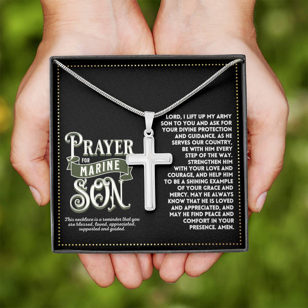 JGF Jewelry Gifts for Family I Love My Marine Necklace My Son Is A US Marine Prayer