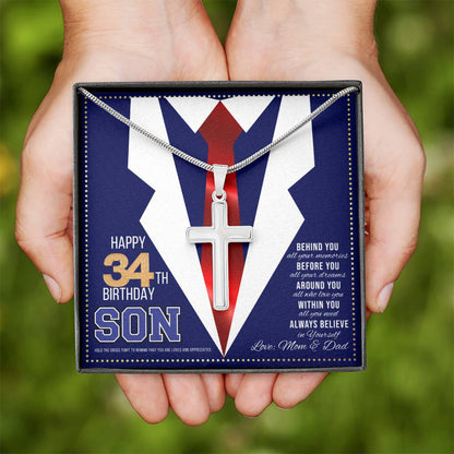 JGF Jewelry Gifts for Family Birthday Necklace Gifts For 34 Year Old Son 34th Birthday Card For Son