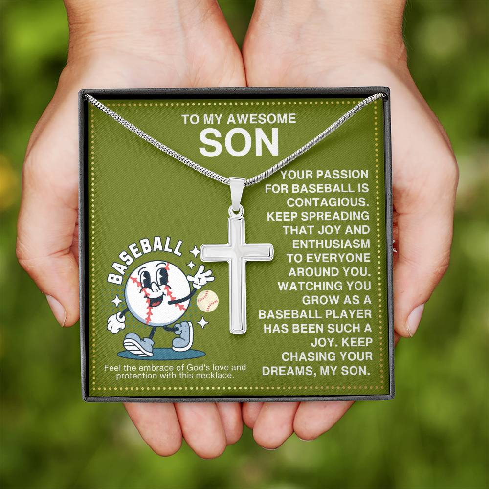 JGF Jewelry Gifts for Family Baseball Cross Necklace For Boys