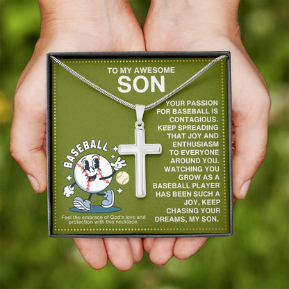 JGF Jewelry Gifts for Family Baseball Cross Necklace For Boys