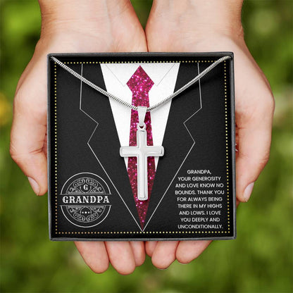 JGF Jewelry Gifts for Family Grandpa Christian Gifts Religious Cross Necklace For Men Silver