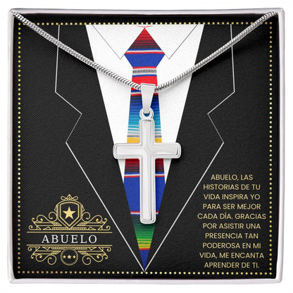 SpanishGrandPa10 JGF Jewelry Gifts for Family Regalo Para Abuelo Cross Necklace for Grandpa Fathers Day Card Spanish