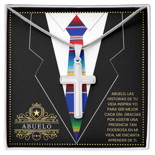 SpanishGrandPa10 JGF Jewelry Gifts for Family Regalo Para Abuelo Cross Necklace for Grandpa Fathers Day Card Spanish