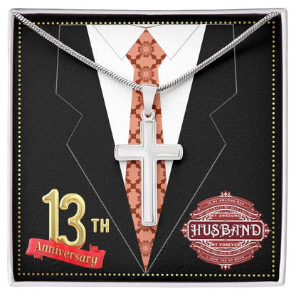 JGF Jewelry Gifts for Family 13th Wedding Anniversary For Him Husband Cross Necklace for Men