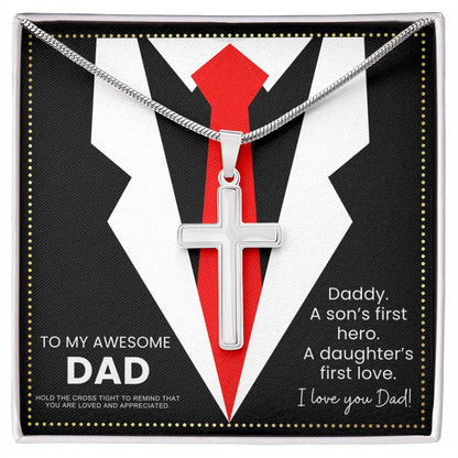 JGF Jewelry Gifts for Family Men Over 50 Who Have Everything 50th Birthday For Dad Turning 50 Year Old From Daughter and Son Cross Necklace Silver