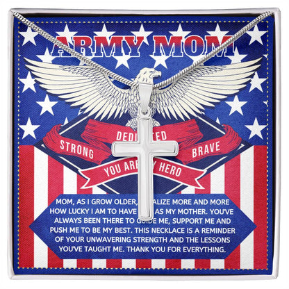 JGF Jewelry Gifts for Family Cross Necklace for US Army Mom For Women from Son and Daughter