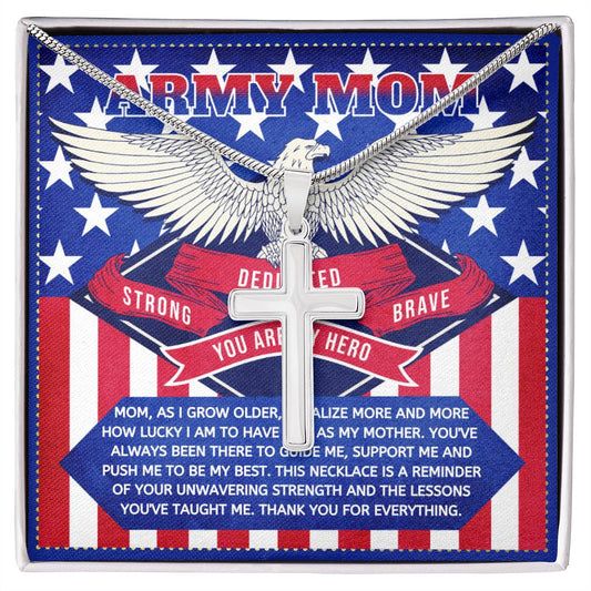 JGF Jewelry Gifts for Family Cross Necklace for US Army Mom For Women from Son and Daughter