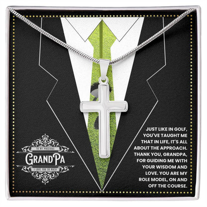 JGF Jewelry Gifts for Family Cross Necklace For Grandparents Grandpa Birthday Gifts Golf Theme