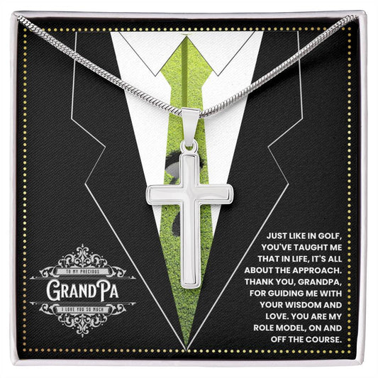 JGF Jewelry Gifts for Family Cross Necklace For Grandparents Grandpa Birthday Gifts Golf Theme