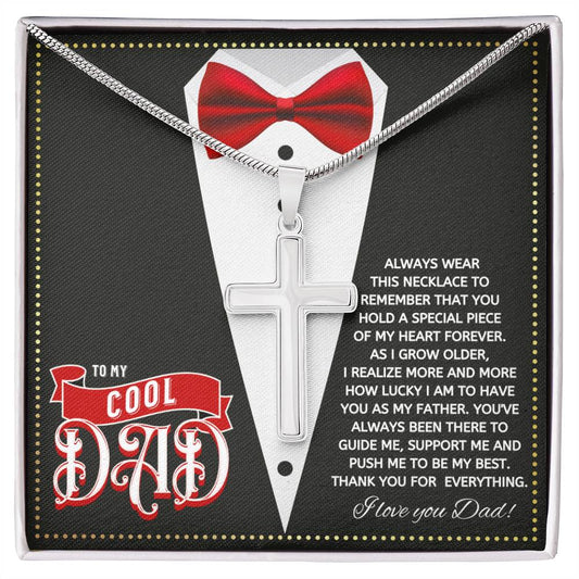 JGF Jewelry Gifts for Family Cross Necklace For Men Silver To My Cool Dad