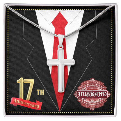 JGF Jewelry Gifts for Family 17th Wedding Anniversary For Him Husband Cross Necklace for Men
