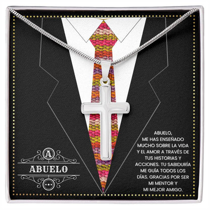 SpanishGrandPa27 JGF Jewelry Gifts for Family Regalo Para Abuelo Cross Necklace for Grandpa Birthday Card Gifts Spanish