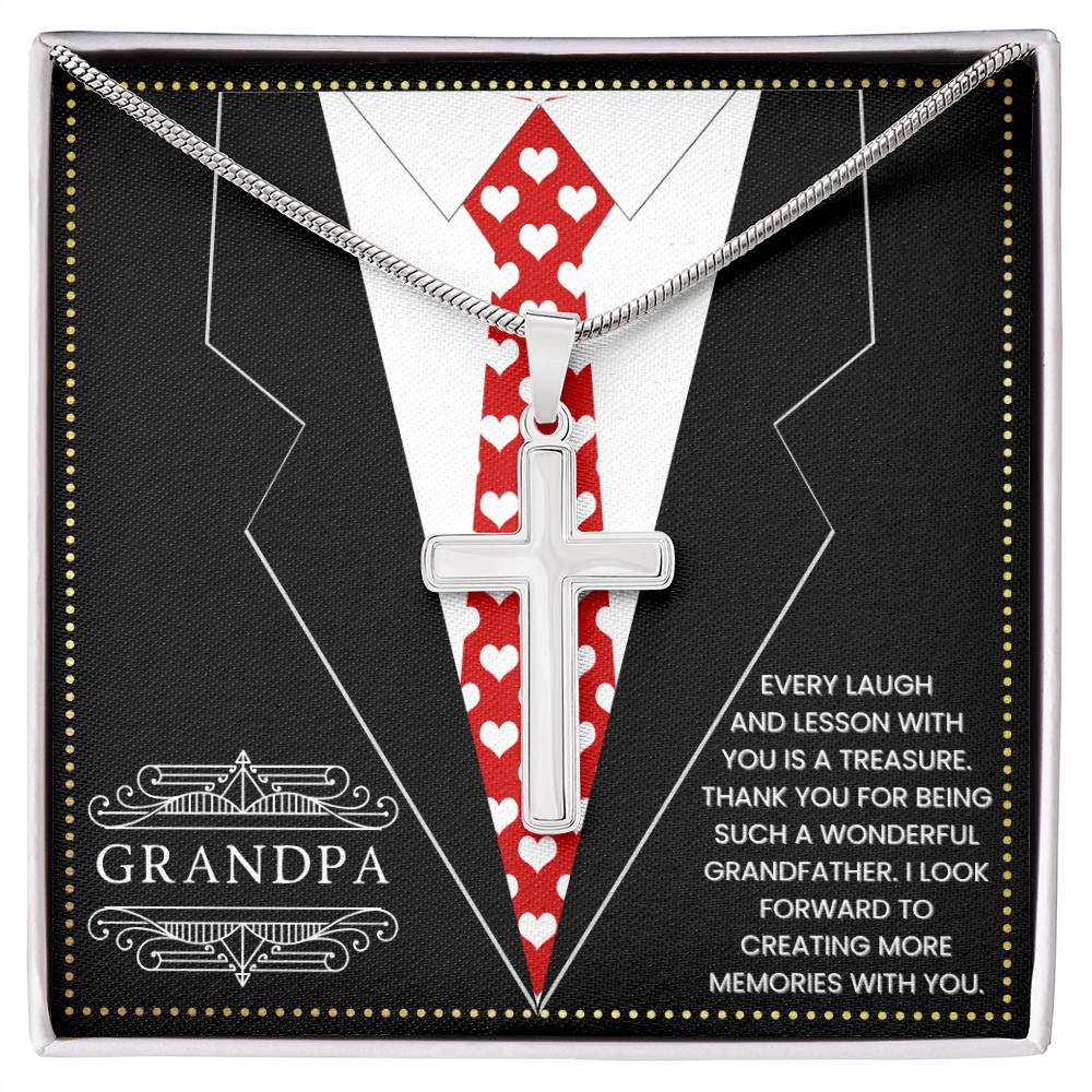 JGF Jewelry Gifts for Family Cross Necklace For Men Silver Grandpa Christian Gifts Religious