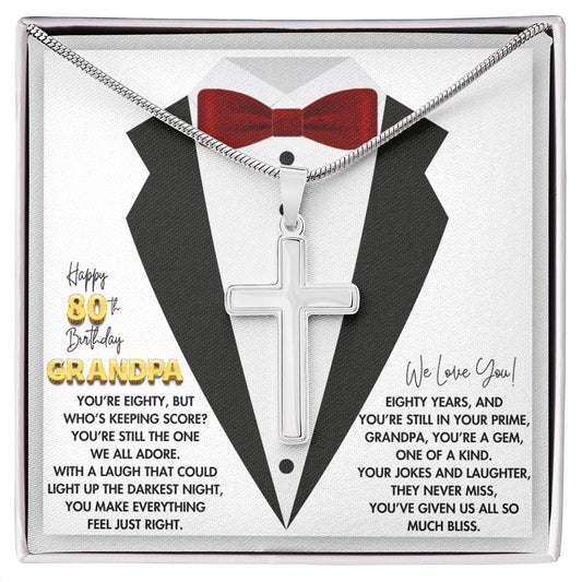 80th GrandPa White4 JGF Jewelry Gifts for Family ARTISAN CROSS TEMPLATE - artisancross-BB