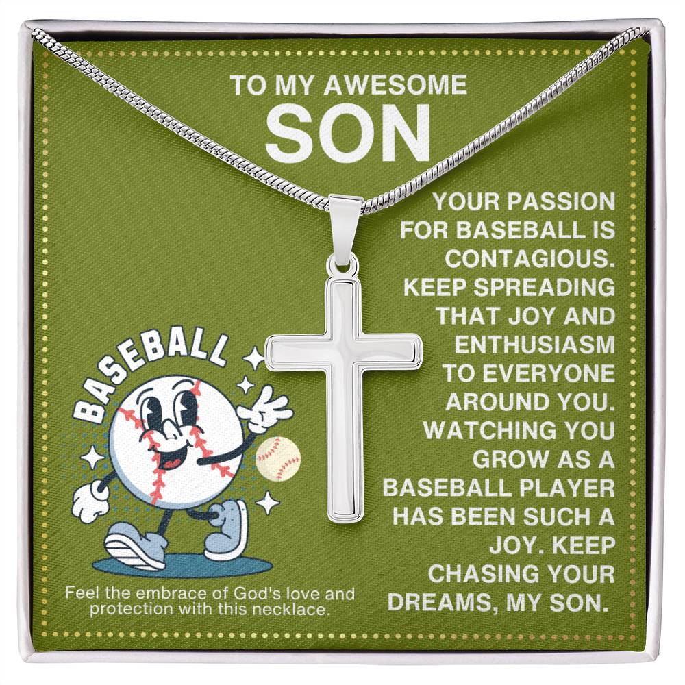 JGF Jewelry Gifts for Family Baseball Cross Necklace For Boys