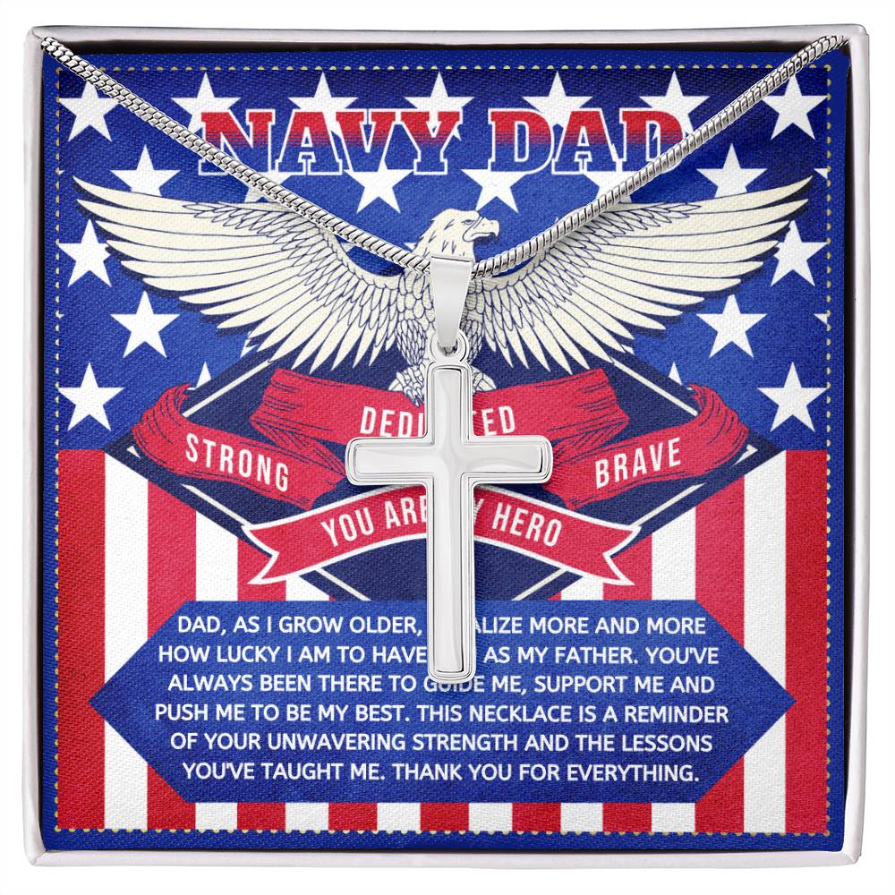 JGF Jewelry Gifts for Family Cross Necklace US Marine Navy Gifts for Dad Men in Military