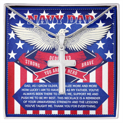 JGF Jewelry Gifts for Family Cross Necklace US Marine Navy Gifts for Dad Men in Military