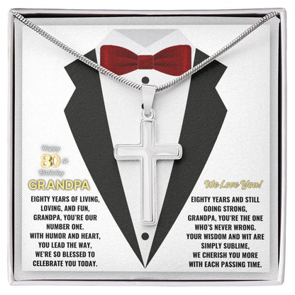 80th GrandPa White5 JGF Jewelry Gifts for Family ARTISAN CROSS TEMPLATE - artisancross-BB