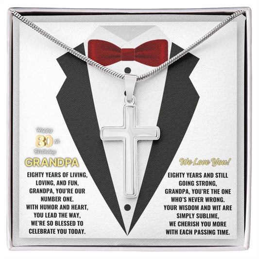 80th GrandPa White5 JGF Jewelry Gifts for Family ARTISAN CROSS TEMPLATE - artisancross-BB