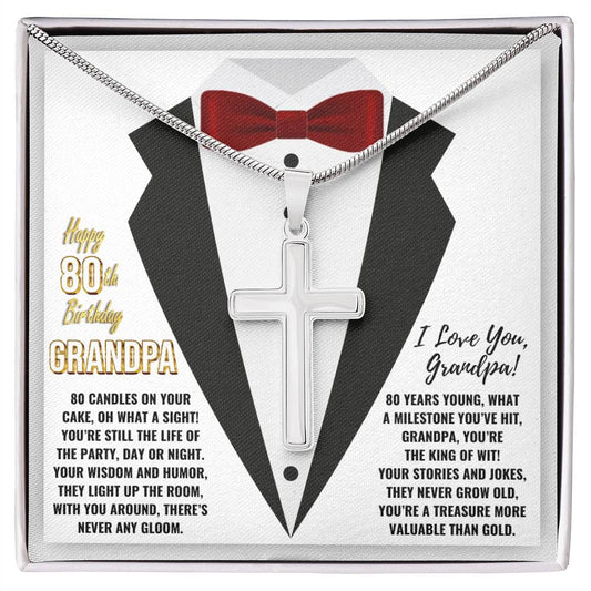 80th GrandPa White1 JGF Jewelry Gifts for Family ARTISAN CROSS TEMPLATE - artisancross-BB