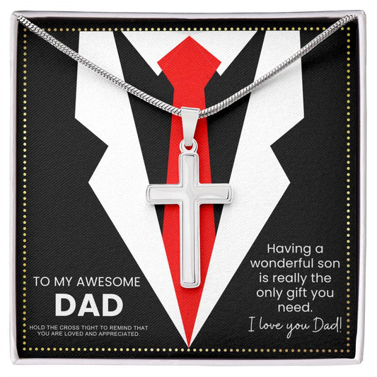 JGF Jewelry Gifts for Family Men In Their 40s Dad Cross Necklace Silver Gifts From Son Long Distance