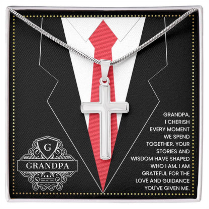 JGF Jewelry Gifts for Family First Time Grandpa Gifts Christian Cross Necklace For Men Silver