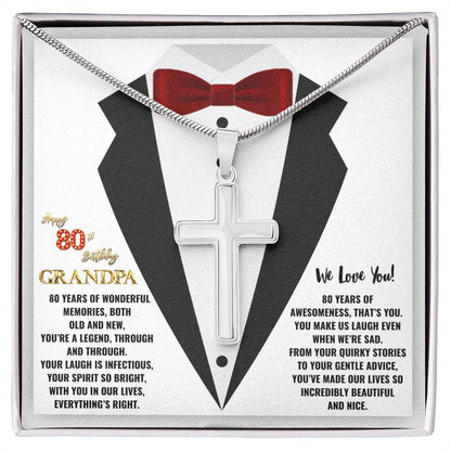 80th GrandPa White3 JGF Jewelry Gifts for Family ARTISAN CROSS TEMPLATE - artisancross-BB