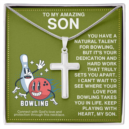 JGF Jewelry Gifts for Family Bowling Cross Necklace For Boys