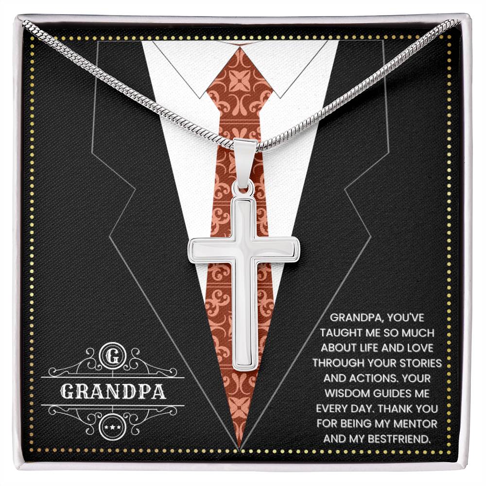 JGF Jewelry Gifts for Family Cross Necklaces For Grandparents Grandpa 80th Birthday Card