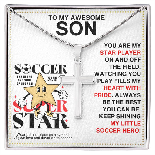 JGF Jewelry Gifts for Family Soccer Cross Necklace For Boys