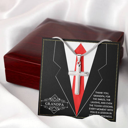 JGF Jewelry Gifts for Family Gift For Portuguese Grandpa Cross Necklace For Men Silver