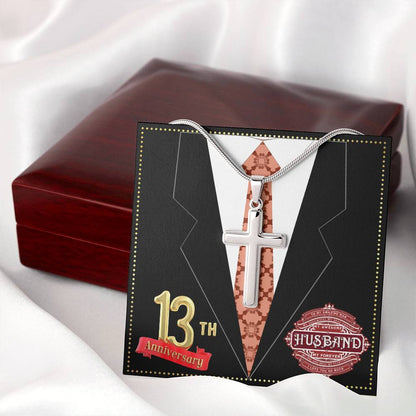 JGF Jewelry Gifts for Family 13th Wedding Anniversary For Him Husband Cross Necklace for Men