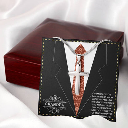 JGF Jewelry Gifts for Family Cross Necklaces For Grandparents Grandpa 80th Birthday Card