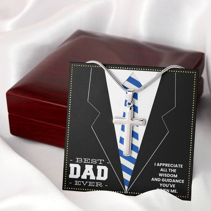 JGF Jewelry Gifts for Family Silver Cross Necklace For New Dad Gifts For Men Before Birth