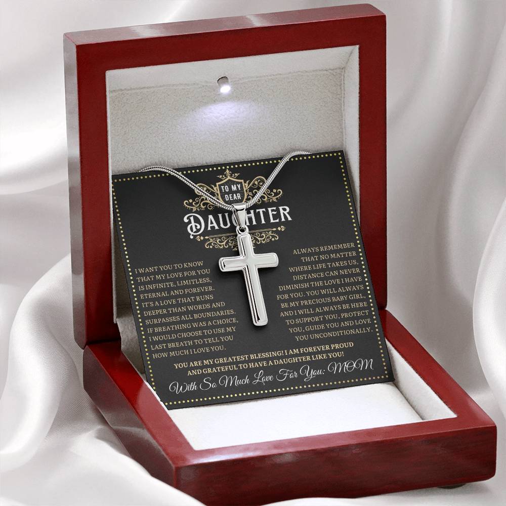 JGF Jewelry Gifts for Family Message of Love Daughter's Cross Necklace With Love From Mom
