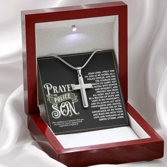 JGF Jewelry Gifts for Family Prayer For My Son Is A Police Officer