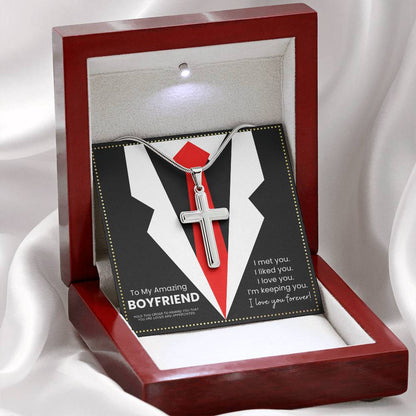 JGF Jewelry Gifts for Family Stainless Steel Silver Cross Necklace For My Boyfriend