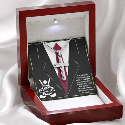 JGF Jewelry Gifts for Family Grandfather Gifts From Grandchildren Cross Necklace For Grandpa