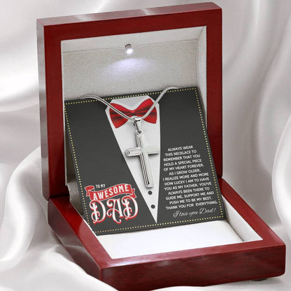 JGF Jewelry Gifts for Family Cross Necklace For Men Silver To My Amazing Awesome Dad