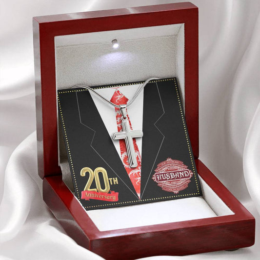 JGF Jewelry Gifts for Family 20th Wedding Anniversary For Him Husband Cross Necklace for Men
