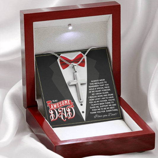 JGF Jewelry Gifts for Family To My Awesome Dad Cross Necklace For Men Silver