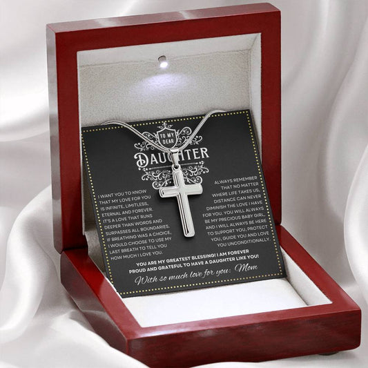 JGF Jewelry Gifts for Family Daughter's Stainless Steel Cross Necklace Faith Shines Through