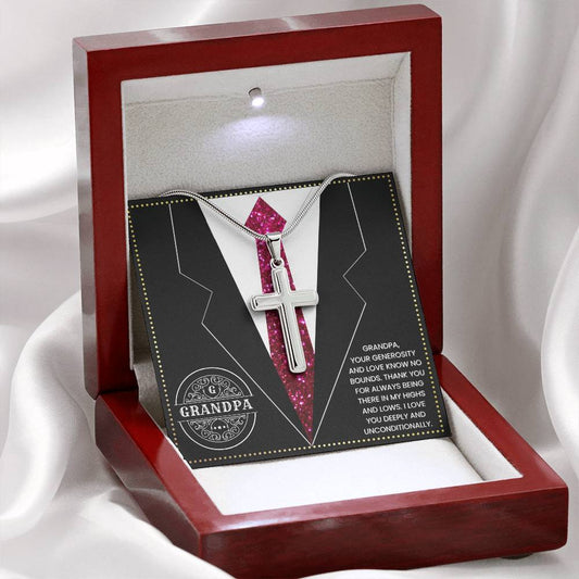 JGF Jewelry Gifts for Family Grandpa Christian Gifts Religious Cross Necklace For Men Silver