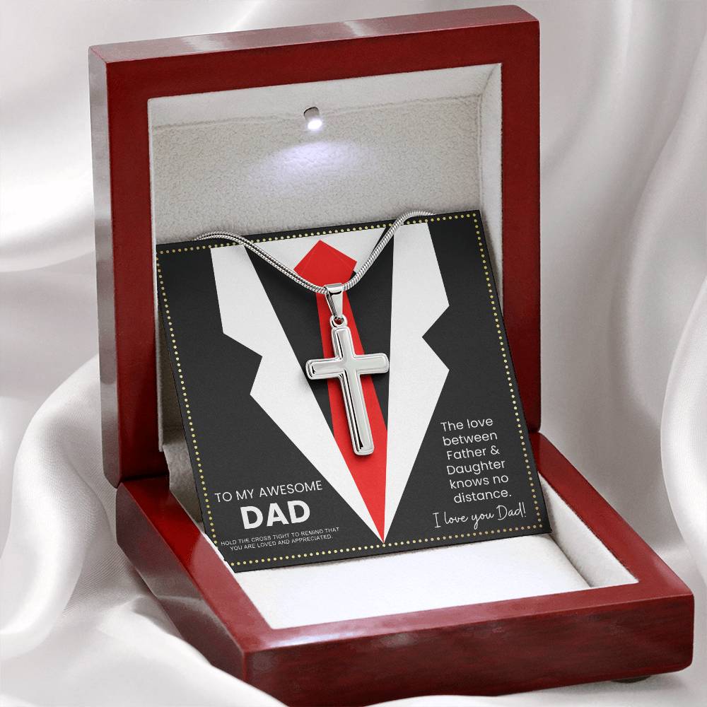 JGF Jewelry Gifts for Family Cross Necklace Silver 50th Birthday Gifts For Men Dad Turning 50 Year Old from Daughter