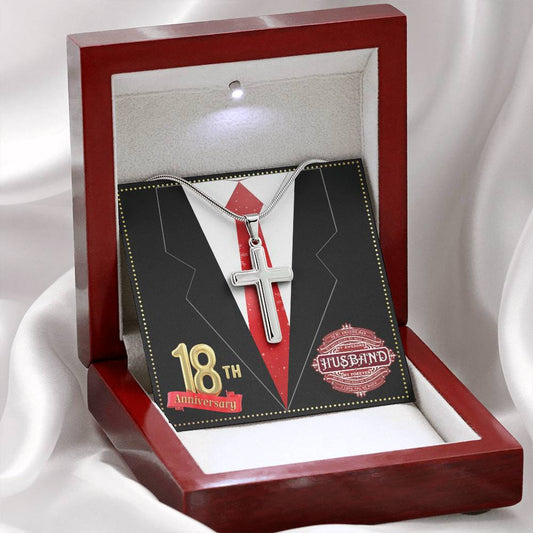 JGF Jewelry Gifts for Family 18th Wedding Anniversary For Him Husband Cross Necklace for Men
