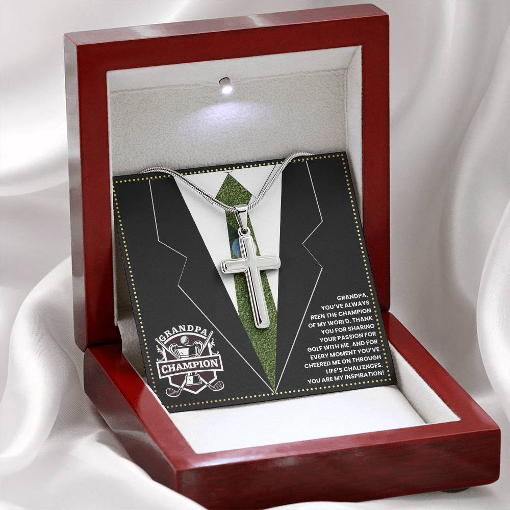 JGF Jewelry Gifts for Family Cross Necklace For Grandpa Birthday Gifts Golf Theme