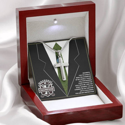JGF Jewelry Gifts for Family Cross Necklace For Grandpa Birthday Gifts Golf Theme