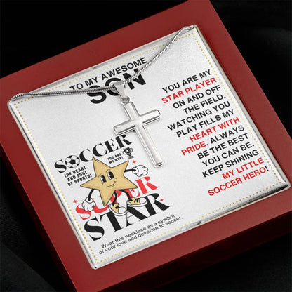 JGF Jewelry Gifts for Family Soccer Cross Necklace For Boys